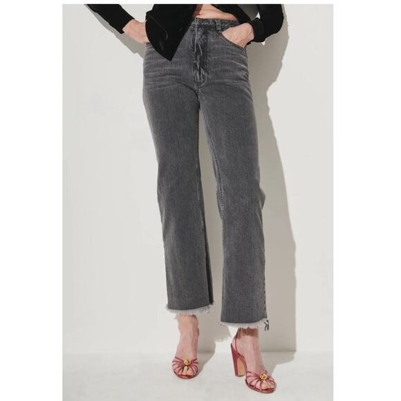 Rachel Comey Collins Pants in Grey Denim Fringe hemline Straight Leg Size 4 - Picture 1 of 12